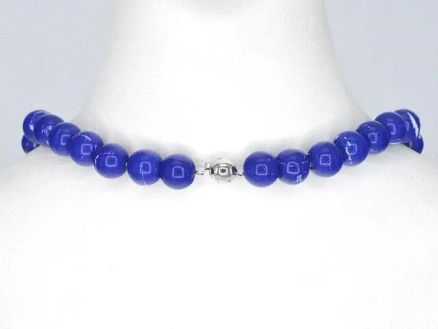Halsketting met lapis lazuli edelsteen en een witgouden sluiting met diamant - afbeelding 5 van  9
