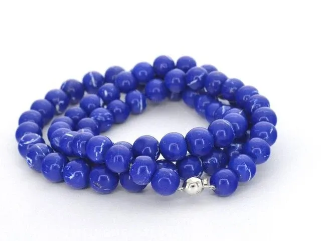 Halsketting met lapis lazuli edelsteen en een witgouden sluiting met diamant - afbeelding 6 van  9