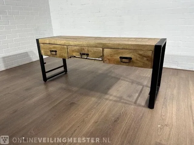 Haltafel – mangohout – metalen onderstel - afbeelding 1 van  7