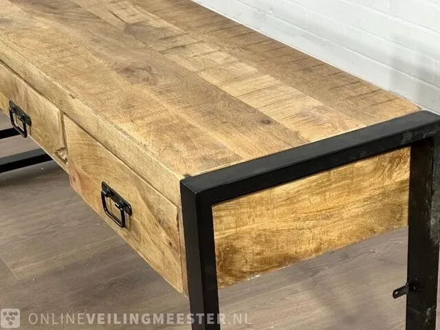Haltafel – mangohout – metalen onderstel - afbeelding 3 van  7