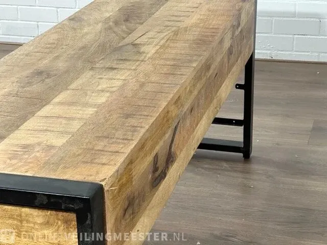 Haltafel – mangohout – metalen onderstel - afbeelding 4 van  7