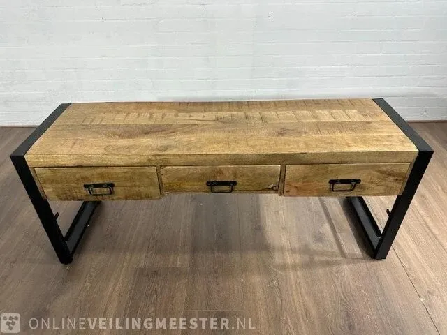 Haltafel – mangohout – metalen onderstel - afbeelding 5 van  7