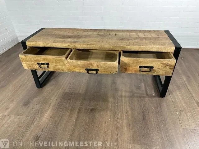 Haltafel – mangohout – metalen onderstel - afbeelding 6 van  7