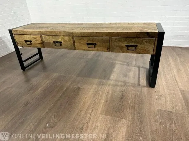 Haltafel – mangohout – metalen onderstel - afbeelding 1 van  6
