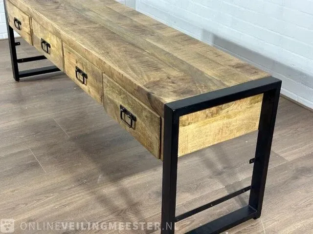 Haltafel – mangohout – metalen onderstel - afbeelding 4 van  6