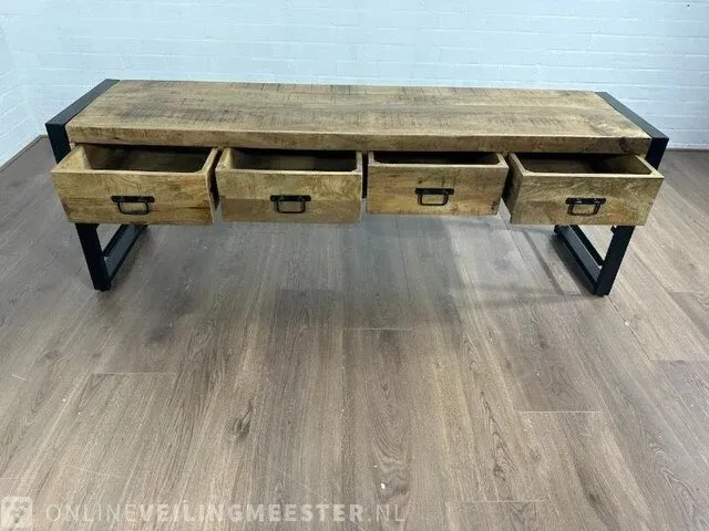 Haltafel – mangohout – metalen onderstel - afbeelding 6 van  6