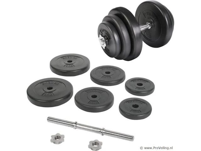 Halter - dumbbell - totaalgewicht 20kg - met ergonomisch handvat met grip, ø25 mm, kunststof behuizing met stalen, stersloten - halterstangen - afbeelding 2 van  6