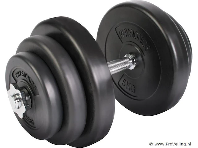 Halter - dumbbell - totaalgewicht 20kg - met ergonomisch handvat met grip, ø25 mm, kunststof behuizing met stalen, stersloten - halterstangen - afbeelding 4 van  6