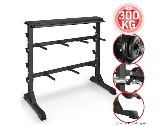 Halter-, en gewichtstandaard voor halterstang en schijven en dumbells max 300 kg - afbeelding 1 van  12