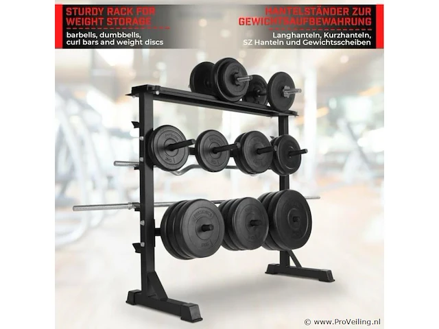 Halter-, en gewichtstandaard voor halterstang en schijven en dumbells max 300 kg - afbeelding 8 van  12