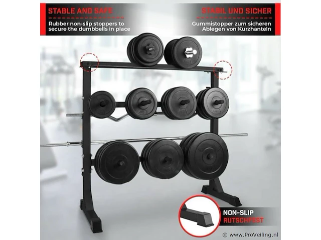 Halter-, en gewichtstandaard voor halterstang en schijven en dumbells max 300 kg - afbeelding 9 van  12