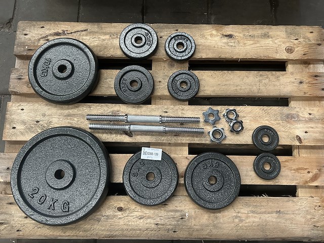 Halterset met 10 halterschijven gietijzer - afbeelding 1 van  8