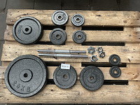 Halterset met 10 halterschijven gietijzer - afbeelding 1 van  8