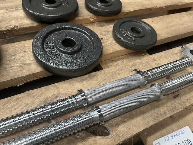 Halterset met 10 halterschijven gietijzer - afbeelding 6 van  8