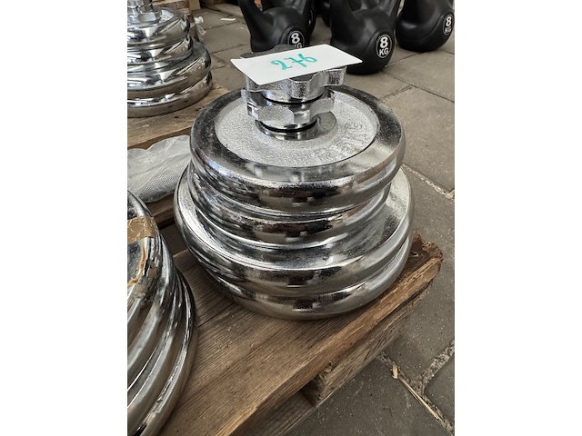 Halterset (totaal 10 halterschijven: 2x 5 kg, 2x 2,5 kg, 4x 2,25 kg, 2x 0,5 kg) - afbeelding 3 van  5