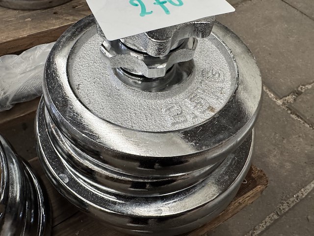 Halterset (totaal 10 halterschijven: 2x 5 kg, 2x 2,5 kg, 4x 2,25 kg, 2x 0,5 kg) - afbeelding 4 van  5