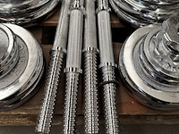 Halterset (totaal 15 halterschijven: 2x 5 kg, 2x 2,5 kg, 5x 2,25 kg, 3x 0,75 kg, 3x 0,5 kg) - afbeelding 2 van  10