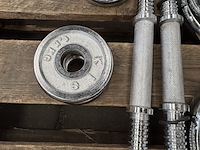 Halterset (totaal 15 halterschijven: 2x 5 kg, 2x 2,5 kg, 5x 2,25 kg, 3x 0,75 kg, 3x 0,5 kg) - afbeelding 5 van  10