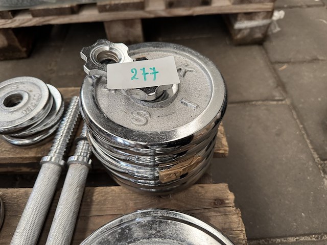 Halterset (totaal 15 halterschijven: 2x 5 kg, 2x 2,5 kg, 5x 2,25 kg, 3x 0,75 kg, 3x 0,5 kg) - afbeelding 6 van  10