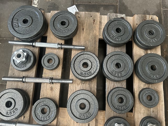 Haltersets met ca. 51 halterschijven gietijzer - afbeelding 2 van  9