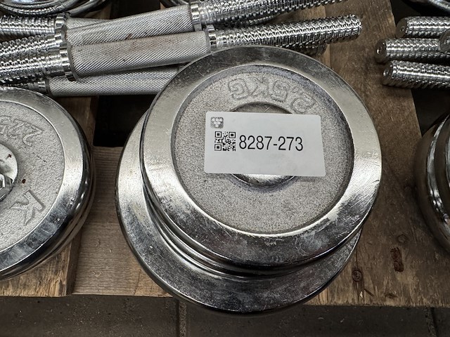 Haltersets (totaal 12 halterschijven: 4x 5 kg, 4x 2,5 kg, 4x 2,25 kg) - afbeelding 4 van  4