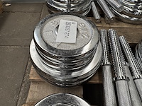 Haltersets (totaal 16 halterschijven: 4x 5 kg, 4x 2,5 kg, 4x 2 kg, 4x 0,5 kg) - afbeelding 6 van  8