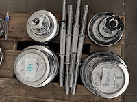 Haltersets (totaal 16 halterschijven: 4x 5 kg, 4x 2,5 kg, 4x 2 kg, 4x 0,5 kg) - afbeelding 8 van  8