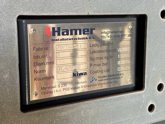 Hamer horizontale olie opslagtank (3x) - afbeelding 5 van  15