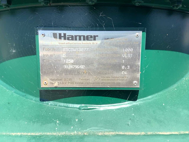 Hamer/tolsma brandstof opslagtank 5000 liter - afbeelding 6 van  6