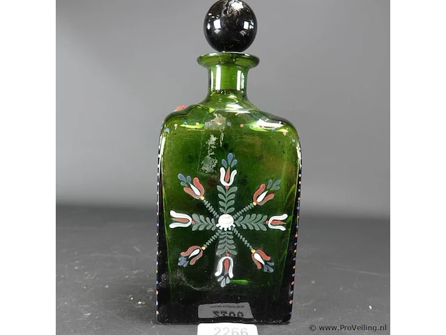 Handbeschilderde oude fles - afbeelding 1 van  5