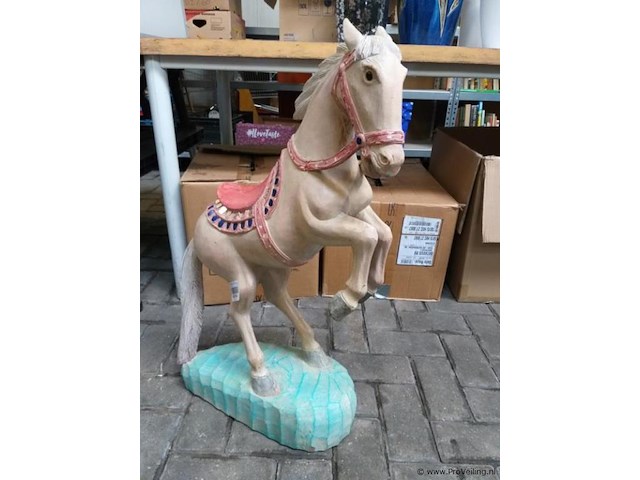 Handgemaakt decoratief steigerend sierpaard - 76 cm hoog - afbeelding 1 van  7