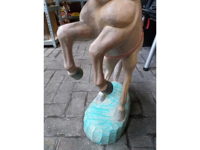 Handgemaakt decoratief steigerend sierpaard - 76 cm hoog - afbeelding 4 van  7