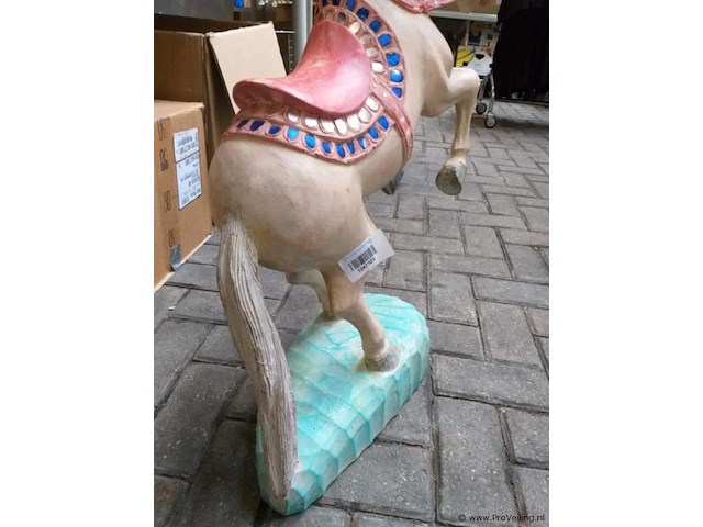 Handgemaakt decoratief steigerend sierpaard - 76 cm hoog - afbeelding 5 van  7