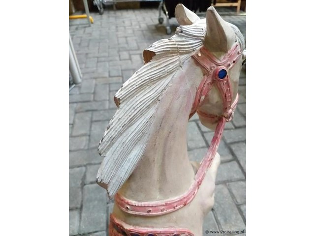 Handgemaakt decoratief steigerend sierpaard - 76 cm hoog - afbeelding 6 van  7