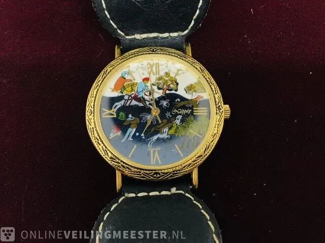 Handgeschilderd horloge - nappey besancon - met mogul schilderij - afbeelding 2 van  7