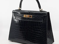 Handtas, hermès, sac kelly ii sellier 28 crocodile - afbeelding 19 van  21