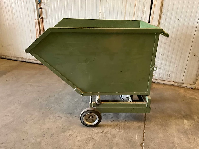 Haneu kantelbak 600 liter v.v. transportwielen en uitsparing heftrucklepels - afbeelding 2 van  5