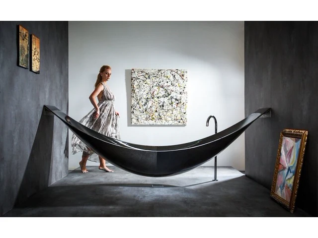 Hangend ligbad, splinterworks, vessel, antraciet/zwart - afbeelding 12 van  23