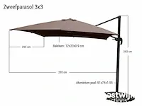 Hangende parasol oranje 300x300cm - afbeelding 2 van  4