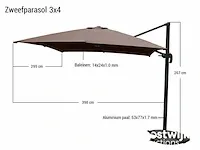 Hangende parasol oranje 300x300cm - afbeelding 4 van  4