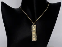 Hanger in de vorm van een goudbaar met officiële stempels, excl. ketting - afbeelding 1 van  8
