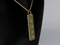 Hanger in de vorm van een goudbaar met officiële stempels, excl. ketting - afbeelding 3 van  8