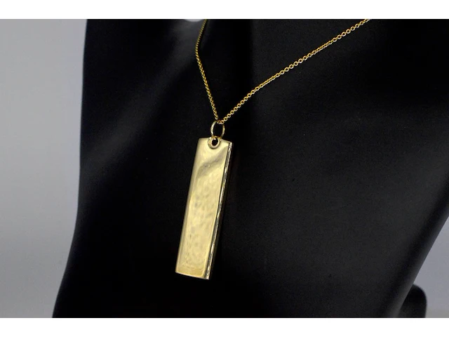 Hanger in de vorm van een goudbaar met officiële stempels, excl. ketting - afbeelding 4 van  8