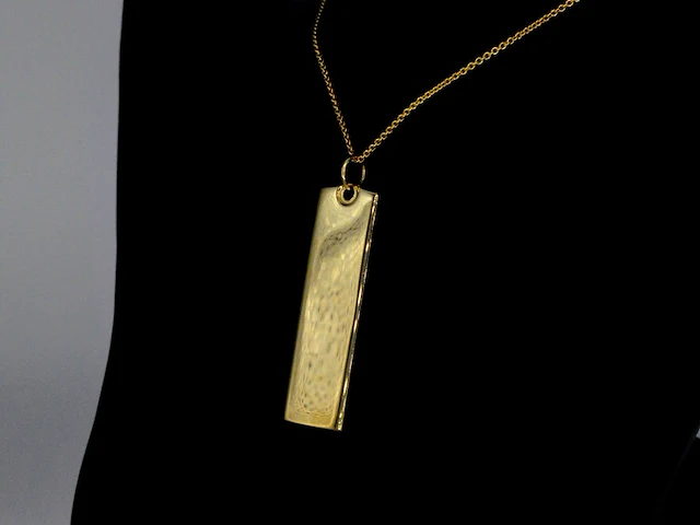 Hanger in de vorm van een goudbaar met officiële stempels, excl. ketting - afbeelding 5 van  8