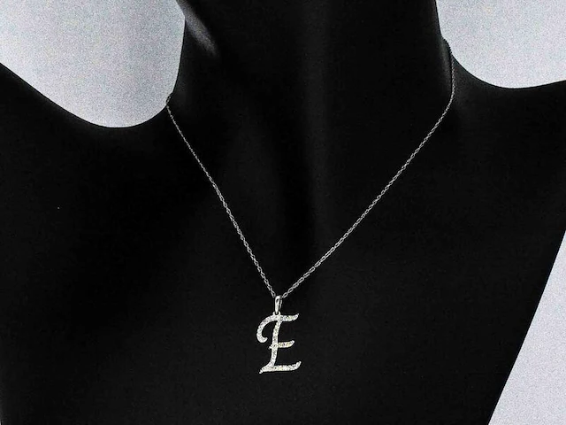 Hanger met natuurlijke diamanten in de letter e excl. ketting - afbeelding 5 van  7