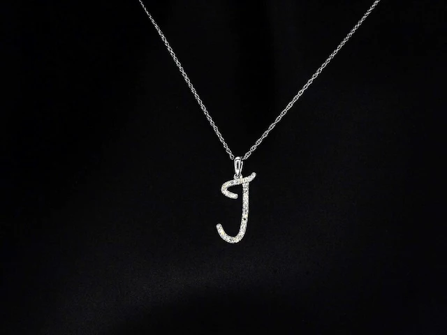 Hanger met natuurlijke diamanten in de letter j excl. ketting - afbeelding 1 van  7