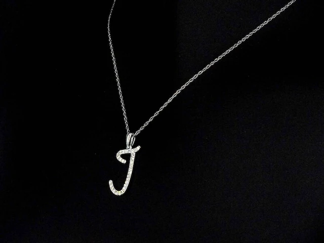 Hanger met natuurlijke diamanten in de letter j excl. ketting - afbeelding 4 van  7