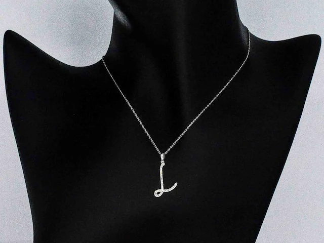 Hanger met natuurlijke diamanten in de letter l excl. ketting - afbeelding 2 van  7