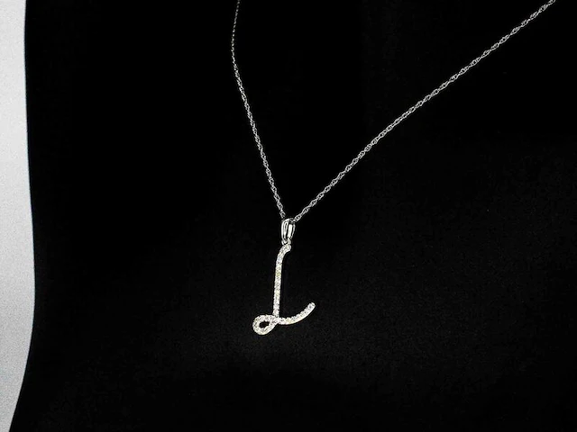 Hanger met natuurlijke diamanten in de letter l excl. ketting - afbeelding 4 van  7