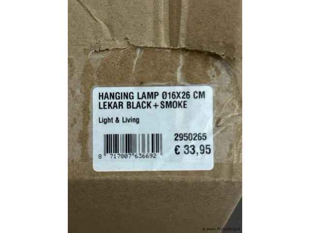 Hanglamp 16x26 cm lekar black en smoke - afbeelding 3 van  3